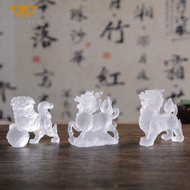 Chinese Feng Shui Auspicious Sculpture Kylin Lion Pi Xiu Mythical Animal Tea Pet Figurine