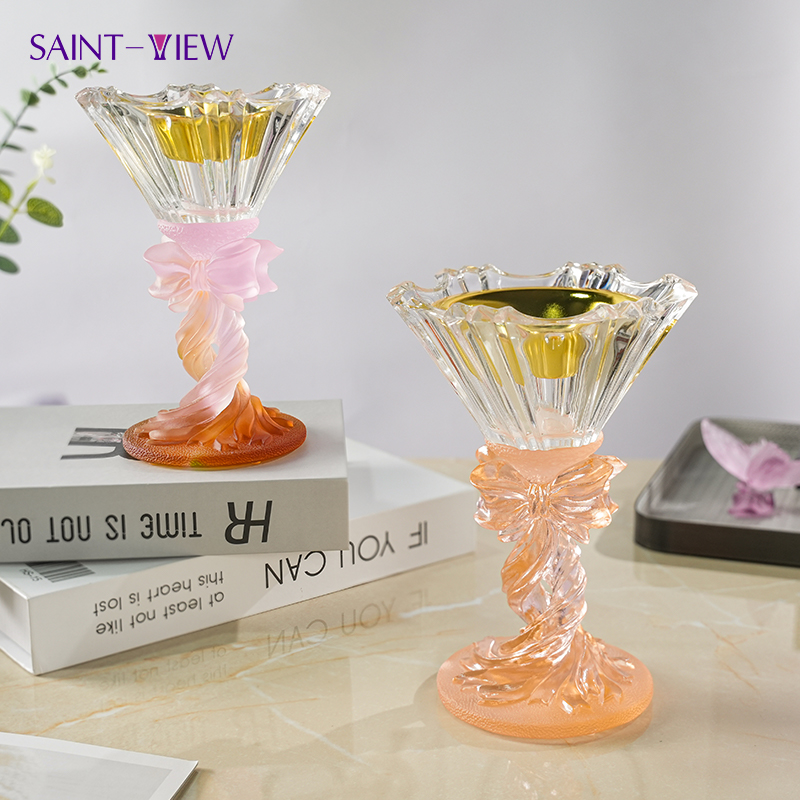 Bowknot Crystal Incense Burner Aroma Diffuser Home Fragrance Crystal Glass Crafts Decor