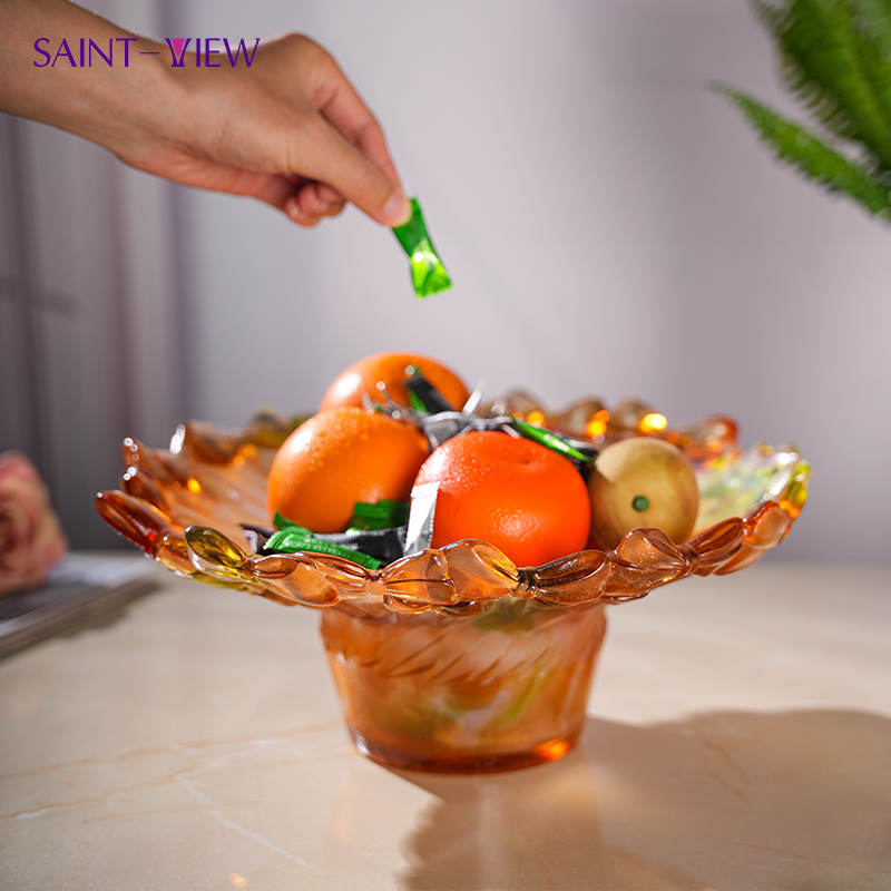 Crystal Glass Fruit Bowl Bowknot Serving Fruit Bowl Tray Home Products Modern Table Centerpiece